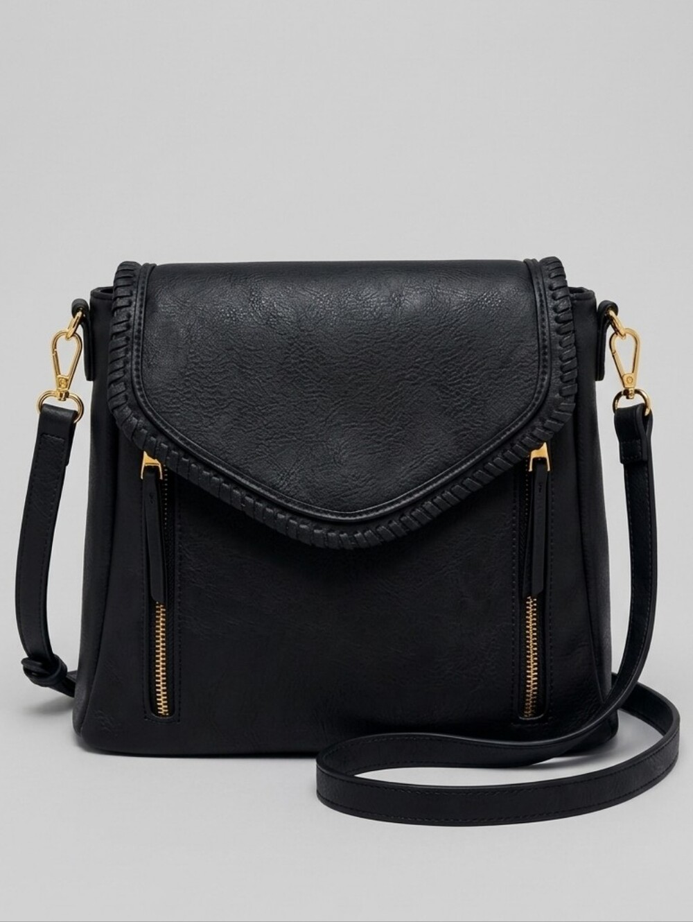 Jen & Co Lorelei Vegan Leather Black Crossbody Shoulder Bag Sleek Everyday Tote